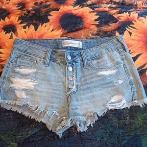 American Eagle Outfitters Light Blue Distressed Jean Shorts